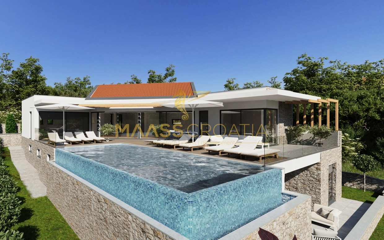 Villa in Vodice mit Meerblick, Lift, Garage und Pool zum Erstbezug